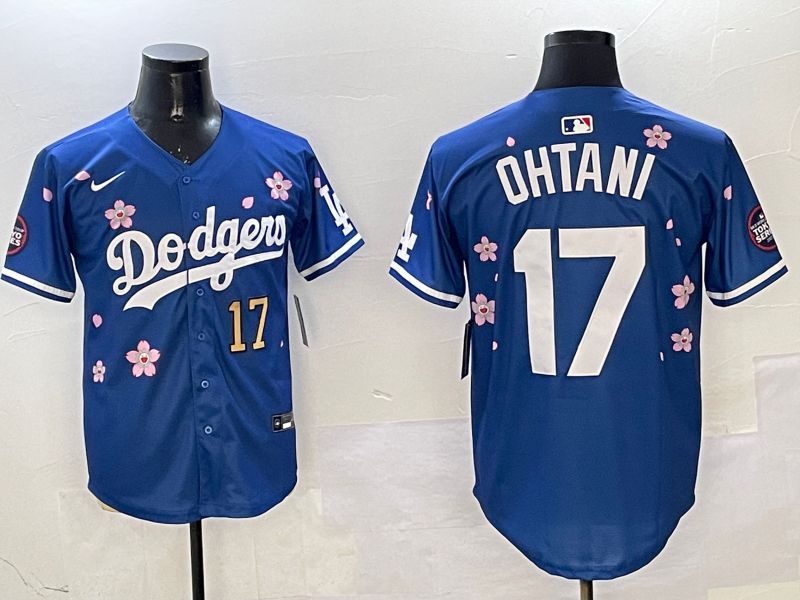 Men Los Angeles Dodgers 17 Ohtani Blue Sakura Edition 2025 Nike MLB Jersey style 3
